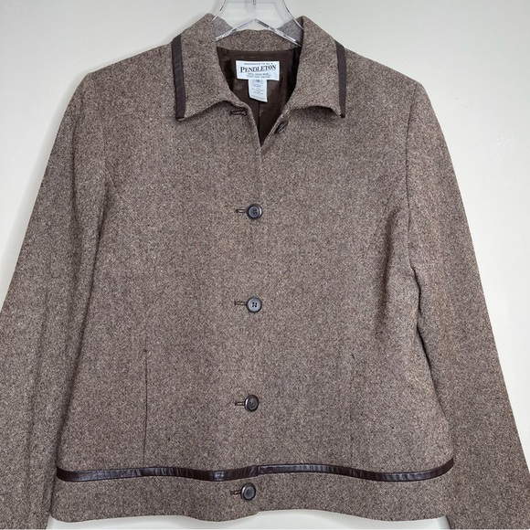 Pendleton brown wool and leather blazer - Picture 2 of 10